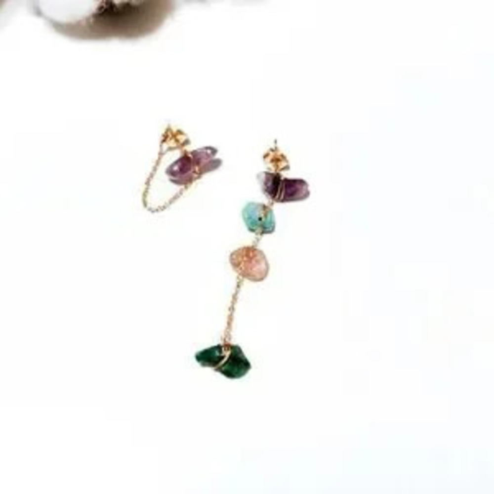 Stone drop earrings ?N136